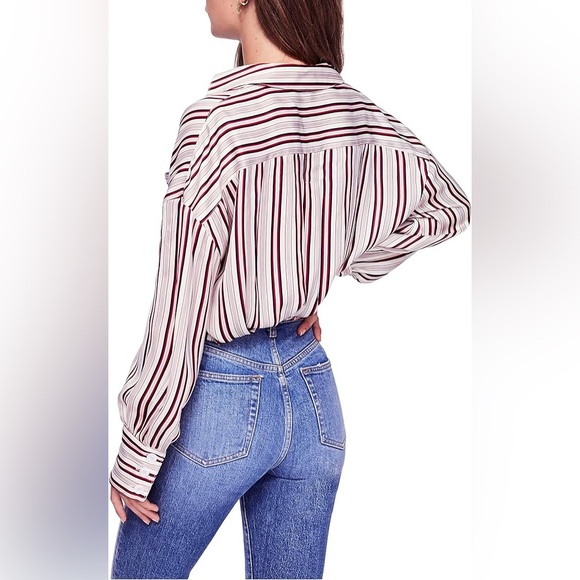 ❌SOLD❌ 636- Free People Mad About You Striped Button up - Picture 2 of 6
